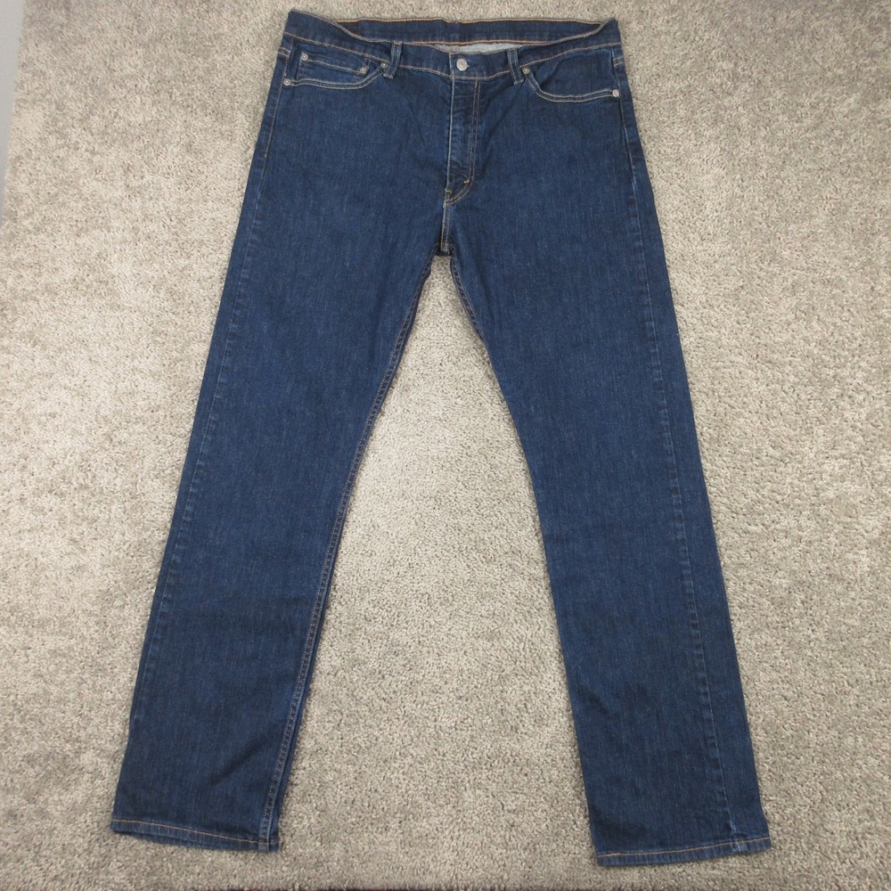 Levis Jeans Mens 36x32 Blue 513 Slim Straight Dark Wash Flex Zip Fly Denim Pants
